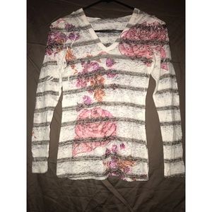 Hooded flower long sleeve top